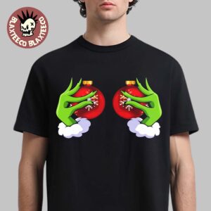 Grinch Hand On Boobs Funny Christmas 2026 Holiday T-Shirt