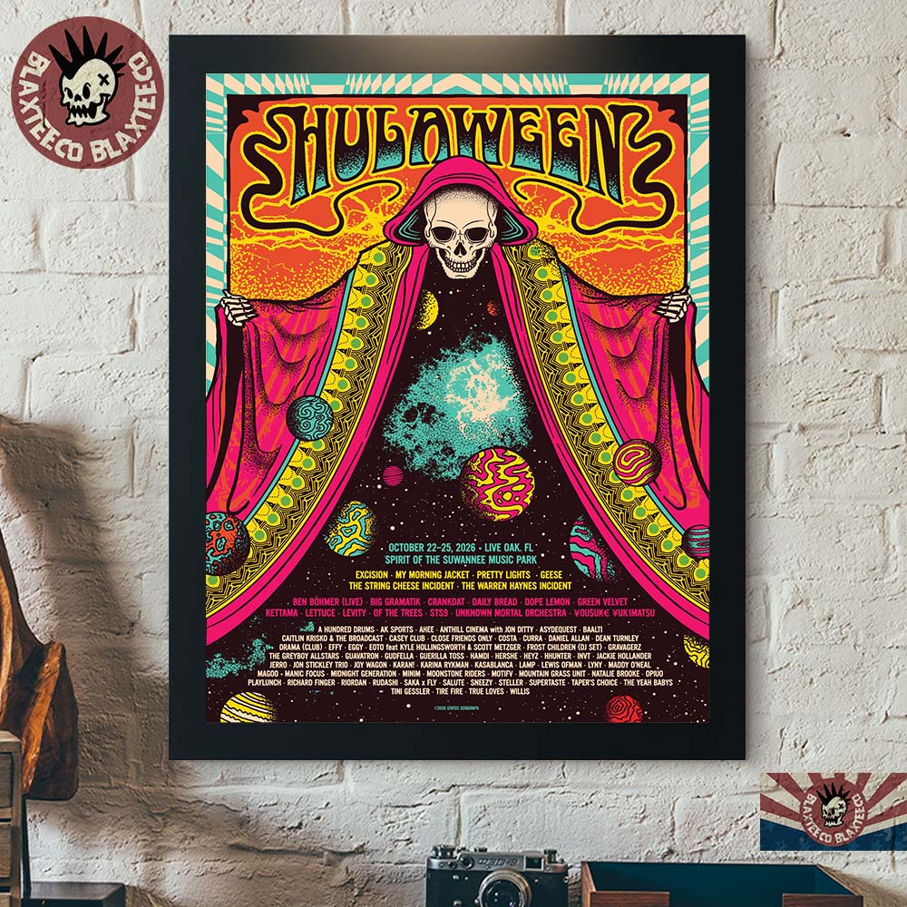 Hulaween 2026 Festival Official Poster Live Oak Florida Lineup At Spirit Of The Suwannee Music Park From October 22-25 2026 Poster Canvas Hulaween 2026 Festival Official Poster Live Oak Florida Lineup At Spirit Of The Suwannee Music Park From October 22-25 2026 Poster Canvas