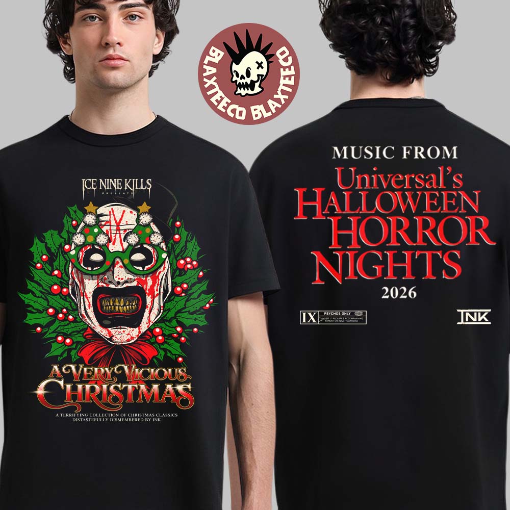 Ice Nine Kills A Very Vicious Christmas 2026 Art The Clown Two Sided T-Shirt Ice Nine Kills A Very Vicious Christmas 2026 Art The Clown Two Sided T-Shirt
