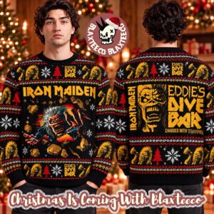 Iron Maiden Eddie’s Dive Bar 2026 Run For Your Lives Christmas Ugly Sweater