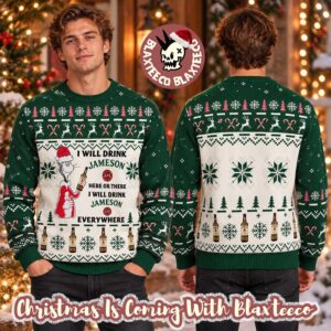 Jameson Dr Seuss I Will Drink Jameson Here Or There Everywhere Ugly Christmas Sweater