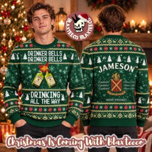 Jameson Drinker Bells Drinking All The Way Funny Ugly Christmas Sweater