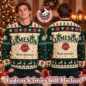 Jameson Irish Whiskey Big Logo Green Vintage Christmas Ugly Sweater