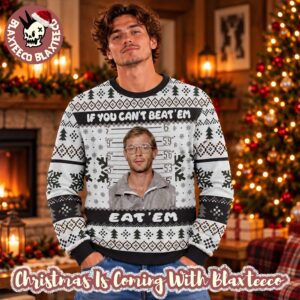 Jeffrey Dahmer Mugshot If You Cant Beat Em Eat Em Funny Ugly Christmas Sweater