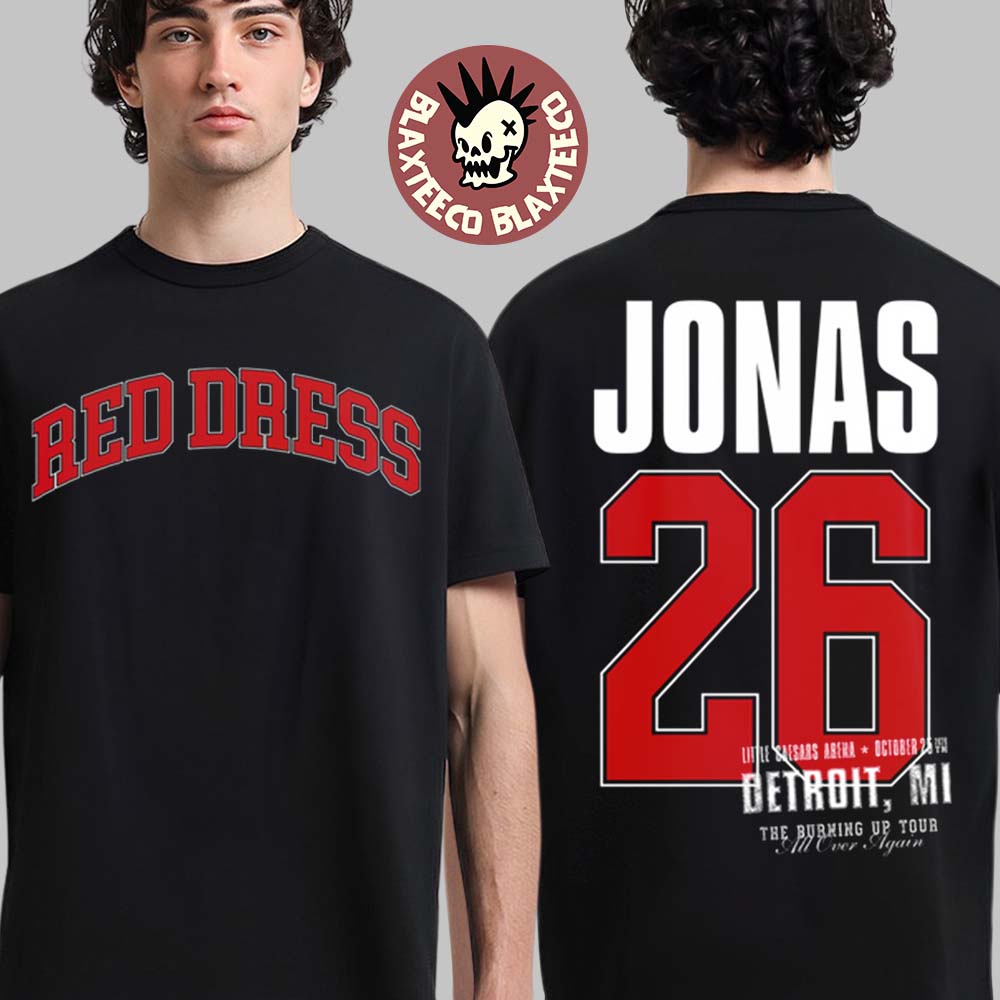Jonas Brothers Detroit MI City Tee 2026 Live At Little Caesars Arena October 25 2026 Red Dress T-shirt Jonas Brothers Detroit MI City Tee 2026 Live At Little Caesars Arena October 25 2026 Red Dress T-shirt