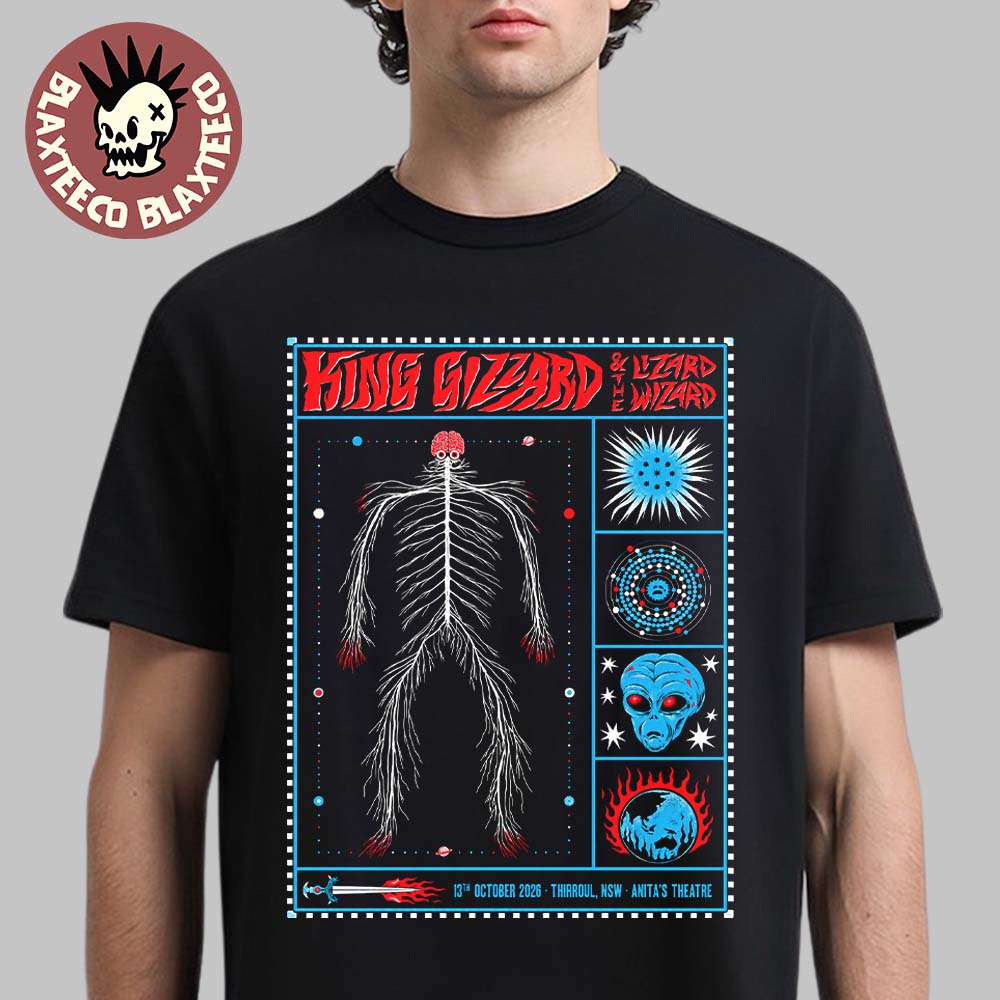 King Gizzard And The Lizard Wizard Thirroul NSW Australia 2026 Event Poster Live At Anita’s Theatre 13 October 2026 T-Shirt King Gizzard And The Lizard Wizard Thirroul NSW Australia 2026 Event Poster Live At Anita’s Theatre 13 October 2026 T-Shirt
