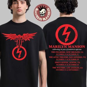 Marilyn Manson Antichrist Superstar 30th Anniversary 2026 Merch Angel With Dates Back T-Shirt