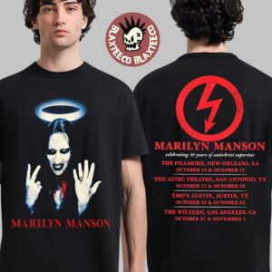 Marilyn Manson Antichrist Superstar 30th Anniversary 2026 Merch Fallen Angel Portrait With Dates Back T-Shirt