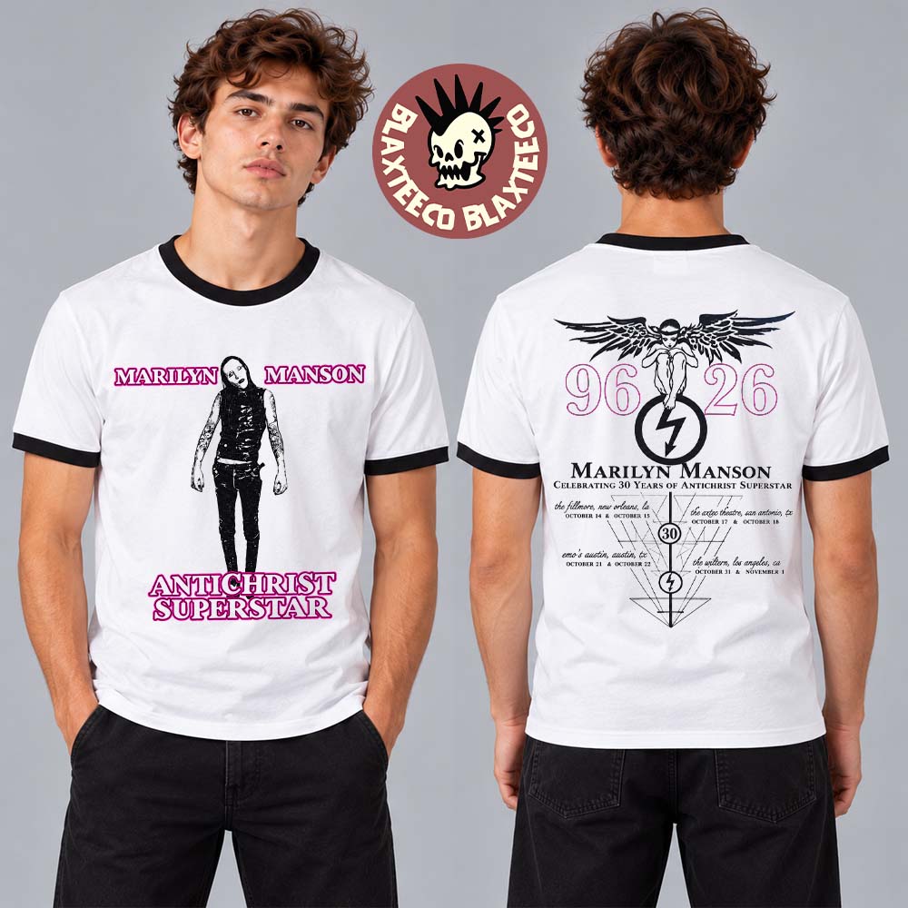 Marilyn Manson Antichrist Superstar 30th Anniversary 2026 Merch Ringer T-Shirt Marilyn Manson Antichrist Superstar 30th Anniversary 2026 Merch Ringer T-Shirt