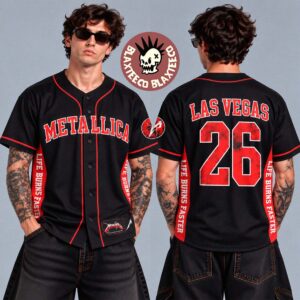 Metallica Life Burns Faster 2026 2027 Las Vegas Merch Live At Sphere Tour Baseball Jersey