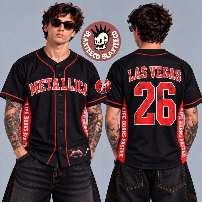 Metallica Life Burns Faster 2026 2027 Las Vegas Merch Live At Sphere Tour Baseball Jersey