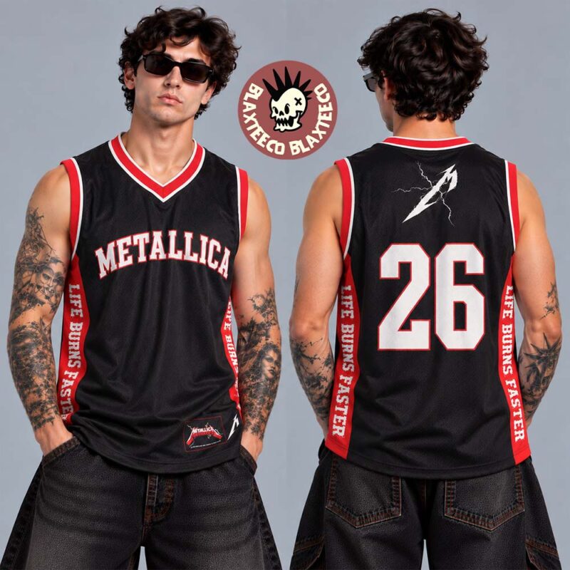 Metallica Life Burns Faster 2026 2027 Las Vegas Merch Live At Sphere Tour Exclusive Basketball Jersey