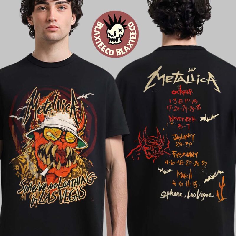 Metallica Life Burns Faster 2026 2027 Las Vegas Merch Tee Live At Sphere Tour Dates Sphere And Loathing Two Sided T Shirt