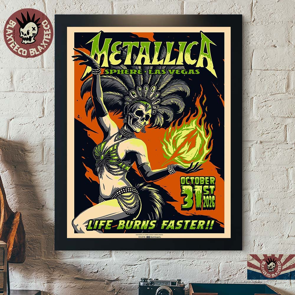 Metallica Life Burns Faster Halloween Weekend Exclusive Treat Night 2 Poster Live At Sphere Las Vegas October 31 2026 Poster Canvas Metallica Life Burns Faster Halloween Weekend Exclusive Treat Night 2 Poster Live At Sphere Las Vegas October 31 2026 Poster Canvas