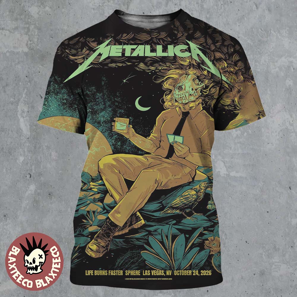 Metallica Life Burns Faster Sphere Las Vegas Week 4 Night 2 2026 Venue Poster October 24 2026 All Over Print Shirt Metallica Life Burns Faster Sphere Las Vegas Week 4 Night 2 2026 Venue Poster October 24 2026 All Over Print Shirt