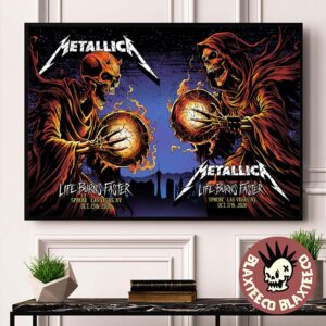 Metallica Sphere Las Vegas 2026 Week 3 Night 1 And 2 Combined Venue Poster Set Life Burns Faster Tour October 15 17 2026 Poster Canvas