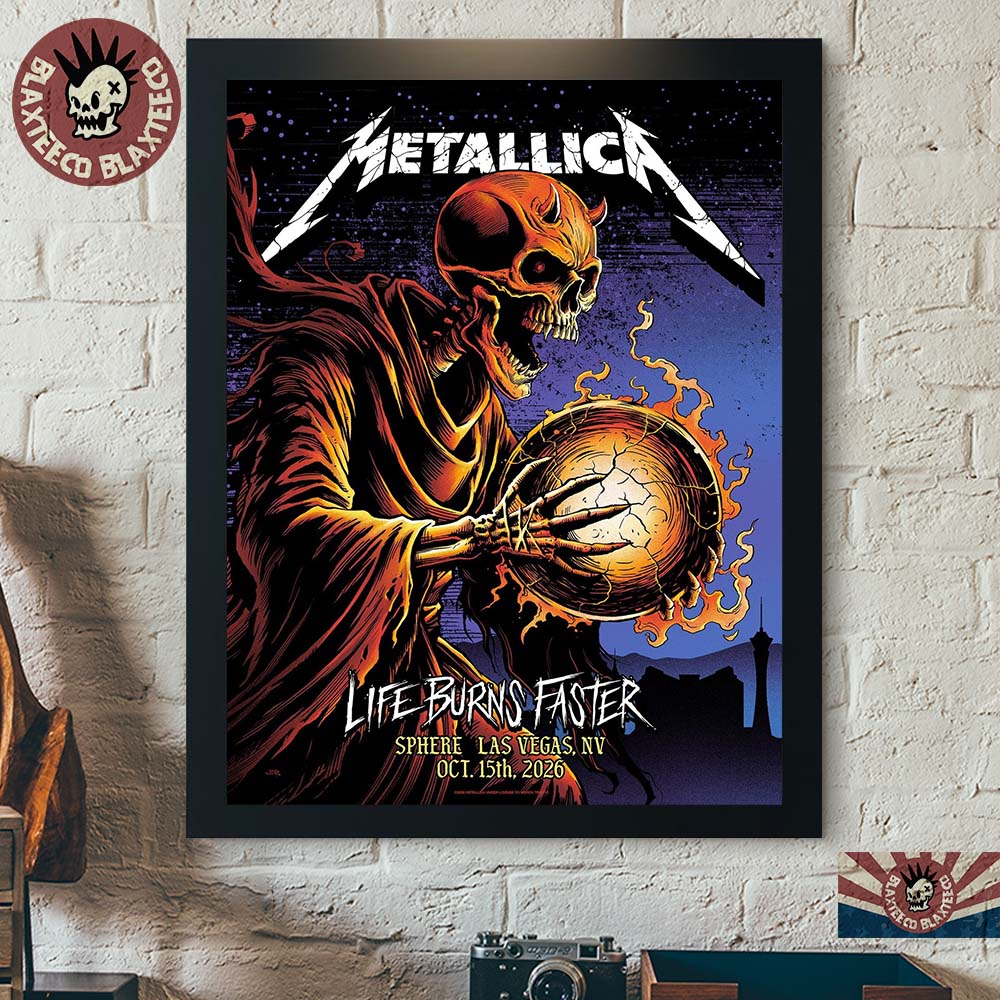 Metallica Sphere Las Vegas 2026 Week 3 Night 1 Venue Poster Life Burns Faster Tour October 15 2026 Home Decor Poster Canvas Metallica Sphere Las Vegas 2026 Week 3 Night 1 Venue Poster Life Burns Faster Tour October 15 2026 Home Decor Poster Canvas