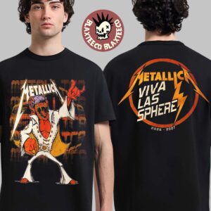 Metallica Viva Las Vegas Live At Sphere 2026 Life Burns Faster 2026 2027 Merch Elvis Red Demon Two Sided T-Shirt