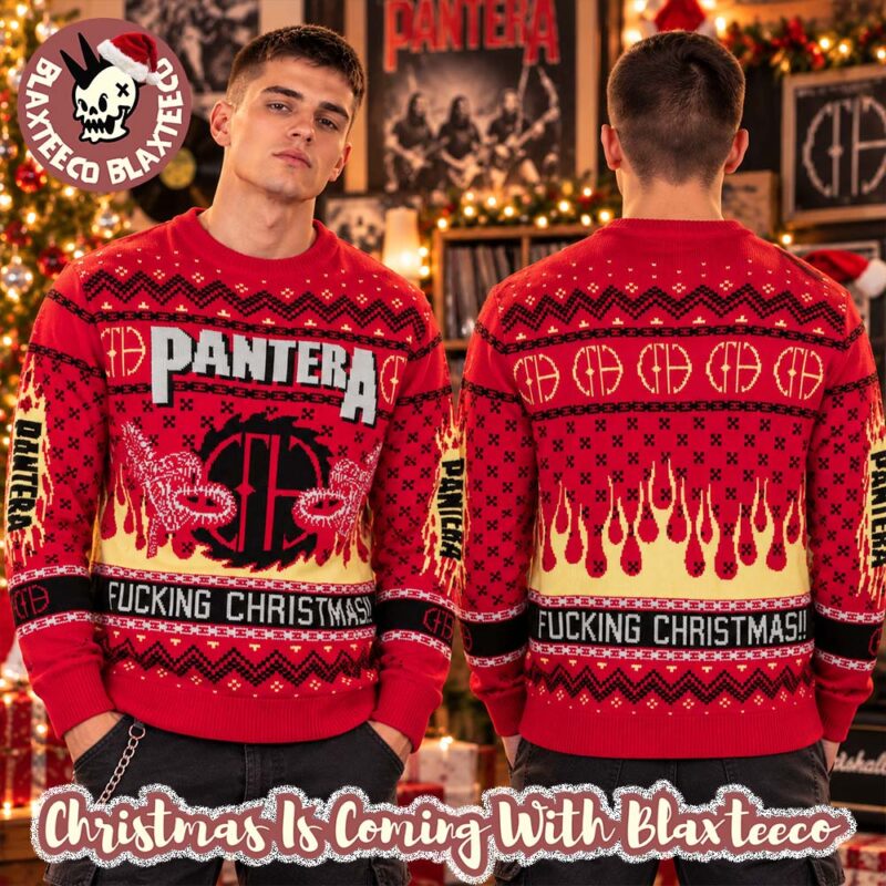Pantera Fucking Christmas Snake Flame Red Holiday Christmas Jumper 2026 Ugly Sweater