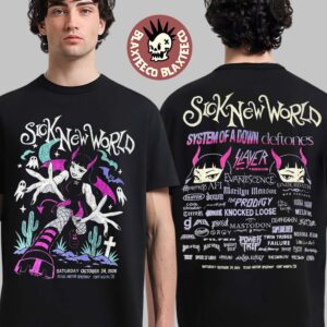 Sick New World Texas 2026 Festival Merch Fort Worth TX Oct 24 2026 Purple Devil Girl Lineup T-Shirt