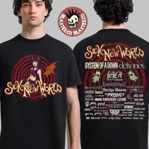 Sick New World Texas 2026 Festival Merch Pop Up At Texas Motor Speedway Oct 24 Red Spiral Goth Girl Lineup T-Shirt