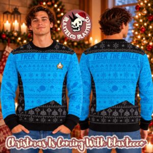 Star Trek Trek The Halls Spock Uniform Christmas Ugly Sweater