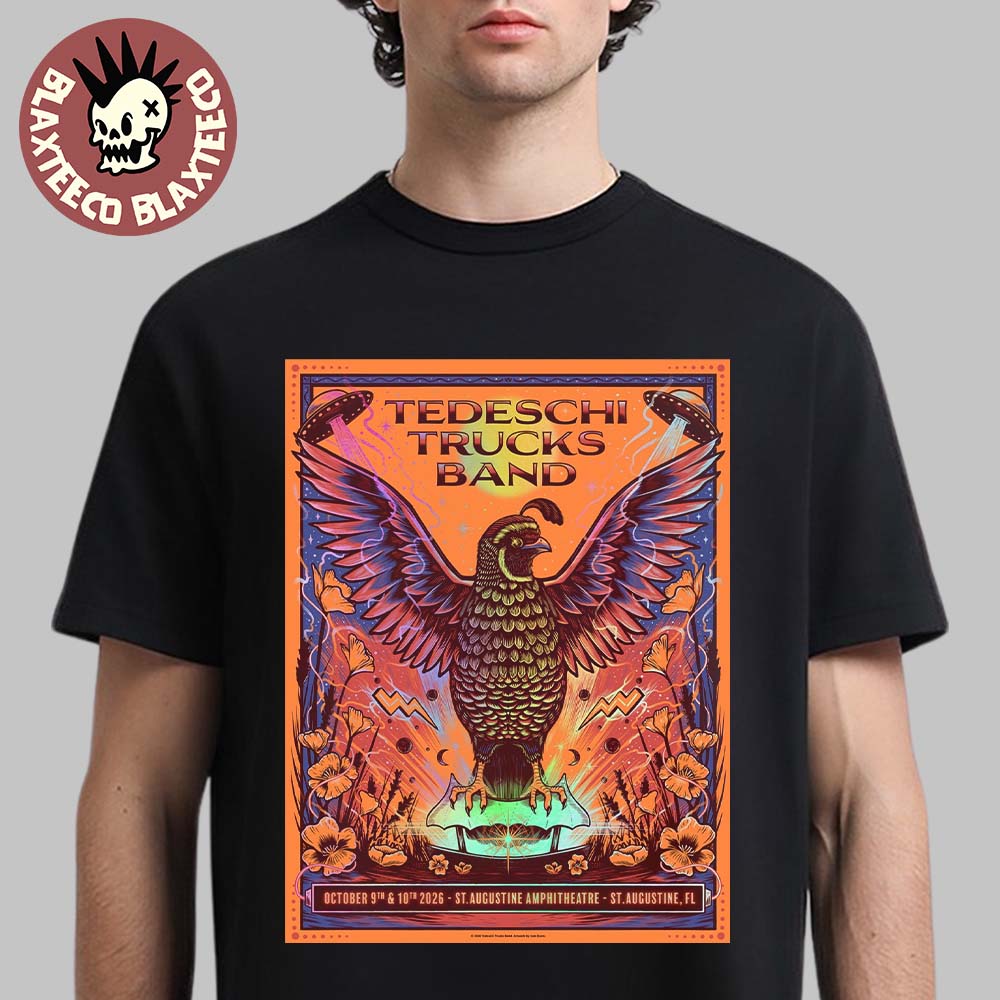 Tedeschi Trucks Band St. Augustine Florida 2026 Shows Poster Live At St. Augustine Amphitheatre October 9 10 2026 T-Shirt Tedeschi Trucks Band St. Augustine Florida 2026 Shows Poster Live At St. Augustine Amphitheatre October 9 10 2026 T-Shirt