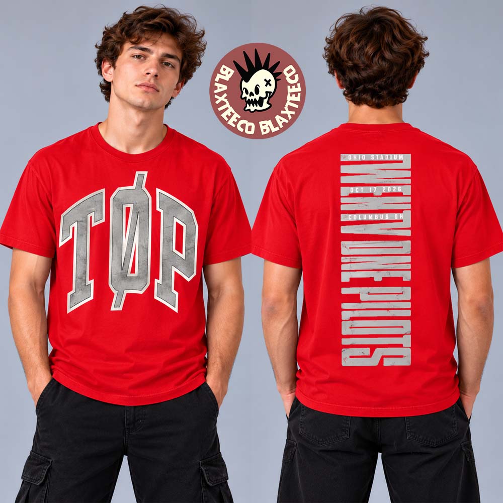 Twenty One Pilots Columbus Ohio 2026 Event Tee Merch Live At Ohio Stadium Oct 17 2026 TOP Logo Red T-Shirt Twenty One Pilots Columbus Ohio 2026 Event Tee Merch Live At Ohio Stadium Oct 17 2026 TOP Logo Red T-Shirt