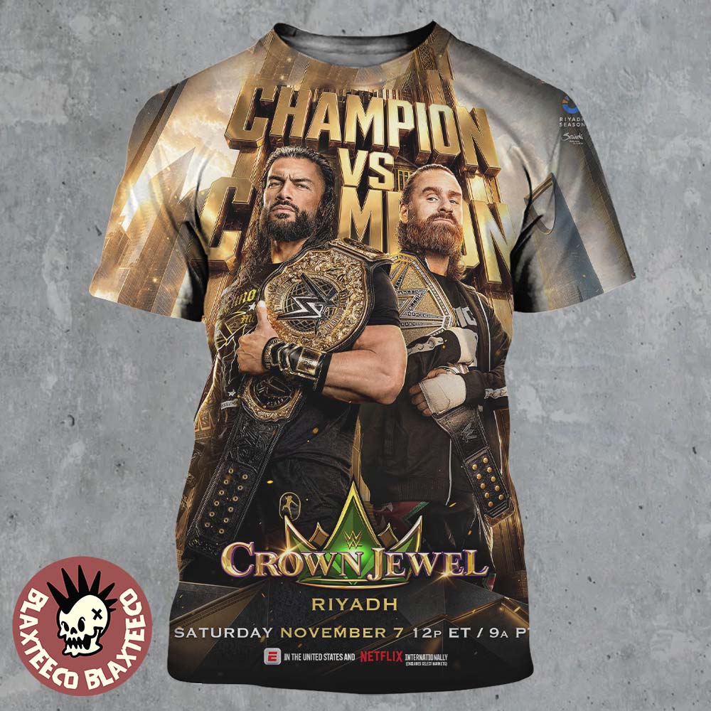 WWE Crown Jewel Riyadh 2026 Roman Reigns Vs Sami Zayn Champion Vs Champion All Over Print Shirt WWE Crown Jewel Riyadh 2026 Roman Reigns Vs Sami Zayn Champion Vs Champion All Over Print Shirt