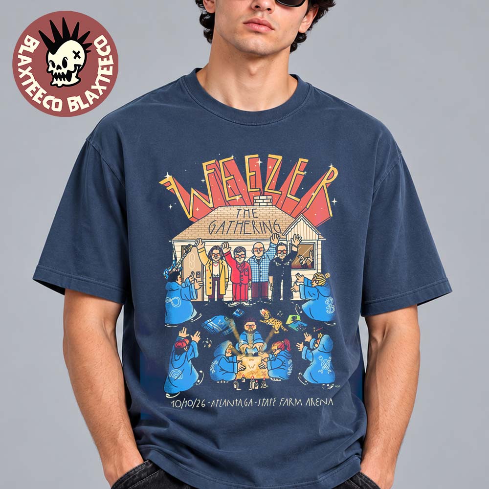 Weezer The Gathering Tour Atlanta GA 2026 Gig Poster At State Farm Arena October 10 2026 T-Shirt Weezer The Gathering Tour Atlanta GA 2026 Gig Poster At State Farm Arena October 10 2026 T-Shirt