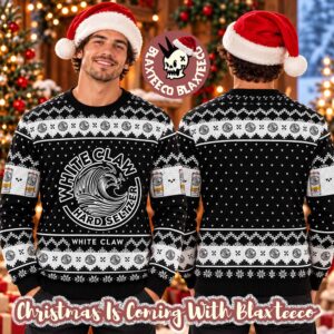 White Claw Hard Seltzer Black Version Xmas Holiday Gift Ugly Christmas Sweater