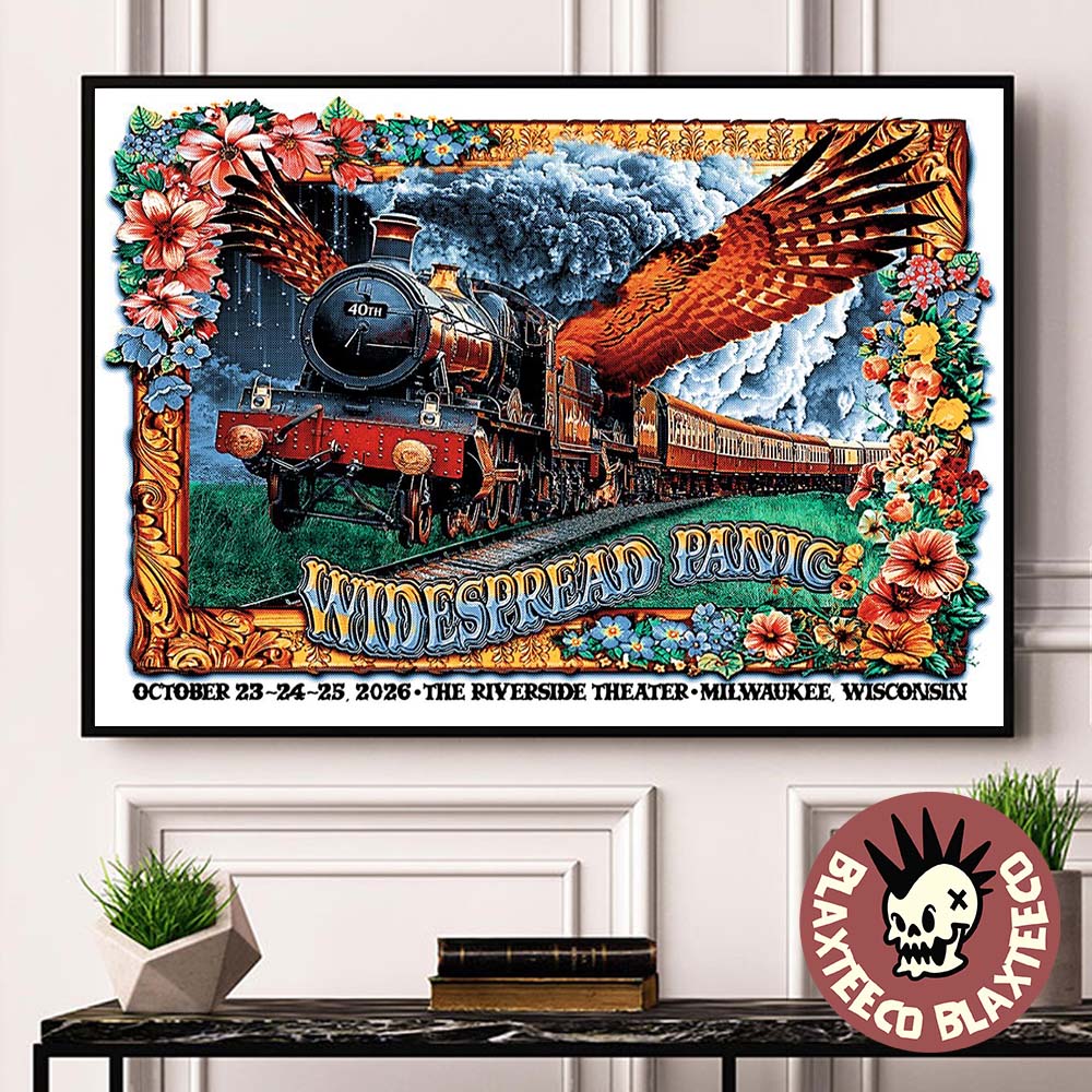Widespread Panic Milwaukee WI 2026 Eagle Winged Train Poster Live At The Riverside Theater October 23 24 25 2026 Poster Canvas Widespread Panic Milwaukee WI 2026 Eagle Winged Train Poster Live At The Riverside Theater October 23 24 25 2026 Poster Canvas