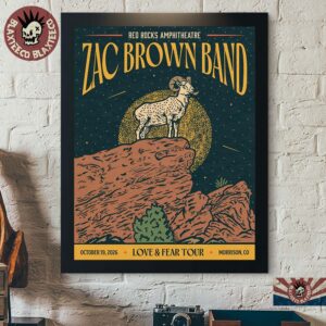 Zach Brown Band Morrison CO 2026 Night 1 Venue Poster Live At Red Rocks Amphitheatre October 19 2026 Decor Poster Canvas