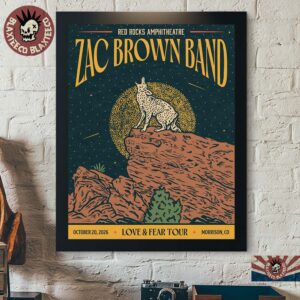 Zach Brown Band Morrison CO 2026 Night 2 Venue Poster Live At Red Rocks Amphitheatre October 20 2026 Decor Poster Canvas